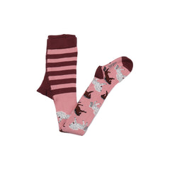 Kinder-Strumpfhose aus Bio-Baumwolle – Rosa Design mit Pferdemotiven